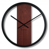 Dubové hodiny Loft Round kovové 50cm, z231 mahagón